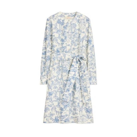Tory Burch long sleeve shirt dress size 0 toile print ivory far and away - Picture 1 of 5